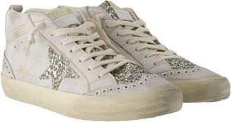 Golden Goose Womens Mid Star Sneaker Beige Calfskin