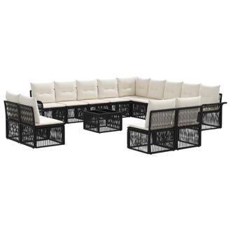 vidaXL Conjunto De Sof&aacute;s De Jard&iacute;n 14 Pcs Negro Rat&aacute;n Sint&eacute;tico Vidaxl