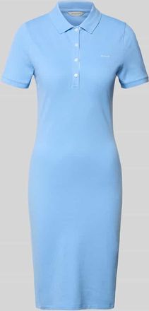 GANT Knielanges Polokleid mit Label-Stitching in Hellblau, Gr&ouml;&szlig;e XXL