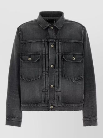 sacai denim jacket featuring chest pockets long sleeves