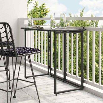vidaXL Vidaxl - Tavolo da Giardino Pieghevole Nero 90x51x75 cm in Polyrattan