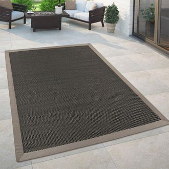 Paco Home Paco Home - Alfombra De Tejido Plano Interior Y Exterior Moda Aspecto Natural Monocolor Antracita 120x170 Cm