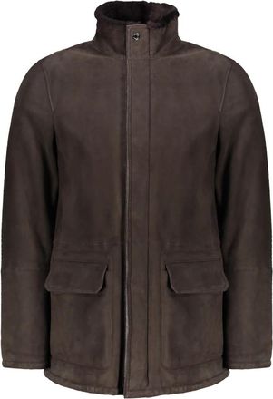 Moorer Shearling Bontjas met ritssluiting - Heren - Leren en Su&egrave;de Jassen - Bruin - M - Jassen