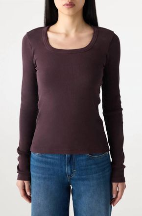 Amo Angelina Long Sleeve Top In Aubergine