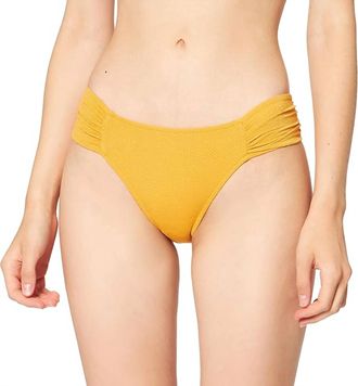 Seafolly Stardust Ruched Retro Bikini Bottom In Saffron