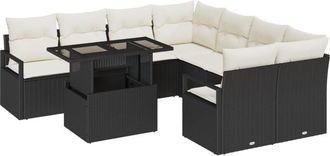 vidaXL Vidaxl - Garden Sofa Set with Cushion Manual 9 pcs Grey 100 x 55 x 73 cm