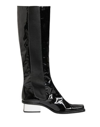 Dolce & Gabbana Black Patent Leather Knee High Boots Womens Shoes (Pre-Owned)