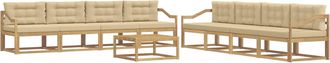 vidaXL Conjunto De Sof&aacute;s De Exterior 9 Uds. Y Beige Poli&eacute;ster Vidaxl