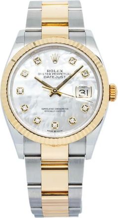 Rolex 18kt geelgouden Datejust Oyster Perpetual horloge 36 mm - Wit