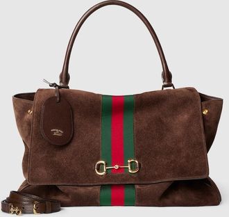 Gucci Paparazzo Large Top Handle Bag, Brown, Suede