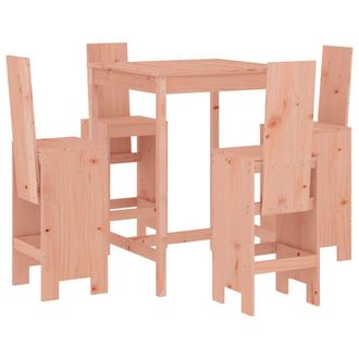 vidaXL Mesa Alta Y Taburetes De Jard&iacute;n 5 Piezas Madera Maciza Douglas Vidaxl
