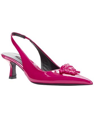 Versace Womens Leather Palazzo Medusa Sling Kitten Heel Pointed Toe Pump (Authentic Pre-Loved)