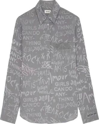 Zadig&Voltaire Overhemden, Dames, Grijs, M, Jacquard Grijs Shirt
