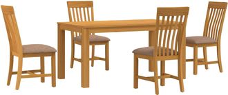 vidaXL Conjunto De Comedor 5 Uds. Gris Madera De Roble S&oacute;lido Vidaxl