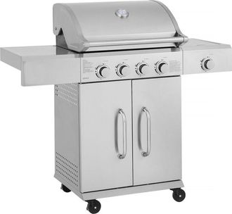 Habitat et Jardin Barbecue a gas in acciaio inox con 5 bruciatori di cui 1 laterale Brazzo - 118 x 57 x 104 cm - Grigio chiaro