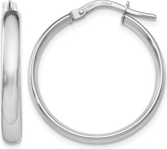 Diamond2Deal 10K White Gold Round Shape Hoop Earrings