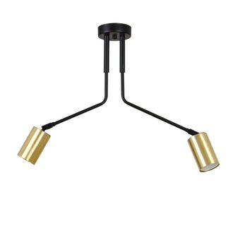 Wonderlamp Plaf&oacute;n de techo con estructura de metal y 2 focos orientables dorados