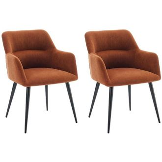 Vente-Unique Vente-unique - Sedia con braccioli in Tessuto e Metallo Nero Terracotta - Lotto di 2 - heka