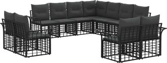 vidaXL Conjunto De Sof&aacute;s De Exterior 11 Uds. Negro Y Gris Oscuro Vidaxl
