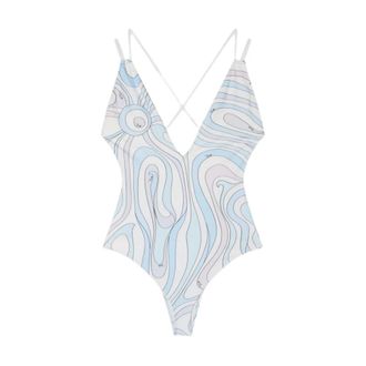 Pucci Celeste One-Piece Zwempak - Dames - Badkleding - Blauw - Maat: L Polyamide
