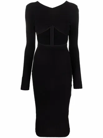 ワンピース DSQUARED2 Ribbed viscose dress Black  S75CV0598S18170 Dsquared2 Ribbed Viscose Dress | ShopSimon