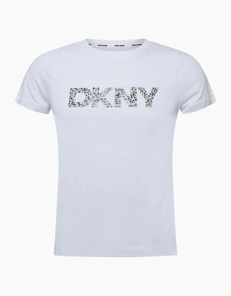 DKNY Womens Satin Embroidered Blouse - Satin Embroidered T - Shirt - White/Multi - Size: 18/16
