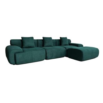 Concept Usine Sof&aacute; modular comprimido en tela chenilla verde oscuro para 4/5 plazas