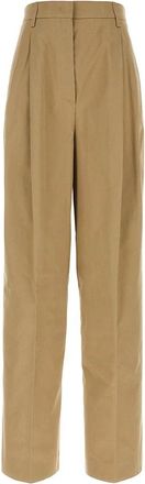 Prada Wide Trousers, female, Beige, Size: S Pantalone