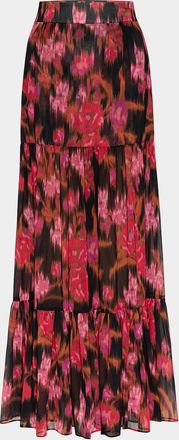 Misa Mavi Floral Chiffon Maxi Skirt