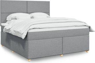 vidaXL Vidaxl - Cama Box Spring Con Colch&oacute;n Tela Gris Claro 180x200 Cm