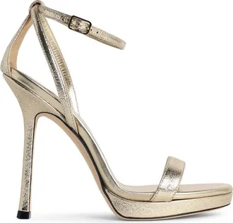 Jimmy Choo London Moza 120 sandalen van platina stof
