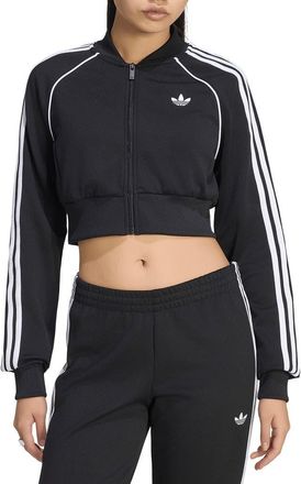 adidas Originals SST Cropped Track Jacket in Black/white at Nordstrom, Size Medium