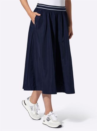 Heine Schlupfrock HEINE, Damen, Gr. 34, marine, 100% Polyester, unifarben, wadenlang, R&ouml;cke Schlupfrock