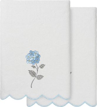 Linum Home Textiles 100% Turkish Cotton Hydea Scallop 2Pc Embellished Bath Towel Set