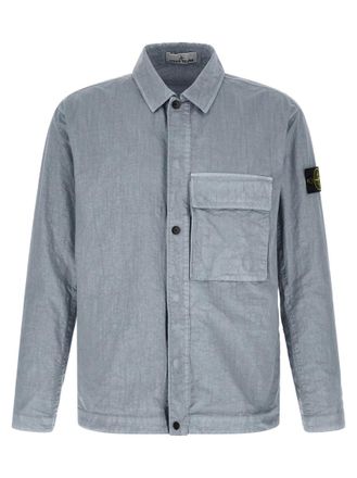 Stone Island Light Blue Solid Overshirt