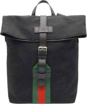 Gucci Pre-owned Canvas Backpack - Heren - Vintage Rugzakken - Zwart - ONE Size - Vintage