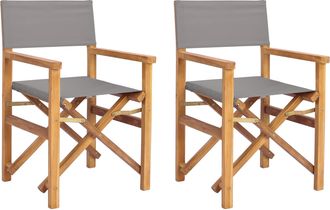 vidaXL Silla De Director Marr&oacute;n Y Gris Claro Madera De Teca Maciza Vidaxl