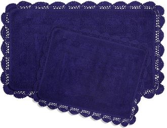 Laura Ashley Cotton Crochet 2Pc Bath Rug Set