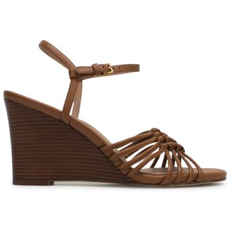 Cole Haan Jitney Knot Wedge Leather Womens Comfort Sandals - Pecan - Size:UK 7.5
