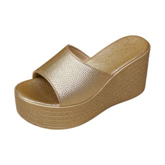 Generic 2026 Women Slippers Womens Espadrilles Platform Sandals Slides Open Toe Fashion Summer Outdoor Beach (Gold, 5.5)