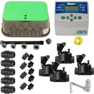 Hunter Kit di irrigazione automatica professionale Hunter 4 zone 24 v per tubo da 20 mm