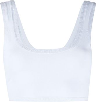 Alexander Wang rhinestone-trim cropped top - women - Elastane/Polyamide/Elastane/Polyamide - M - Blue