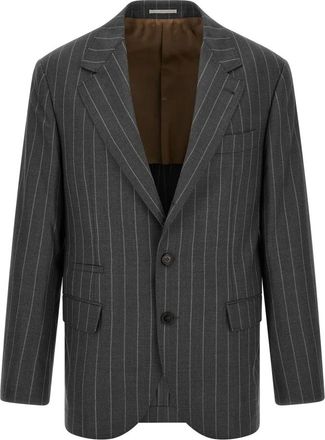 Brunello Cucinelli Krijtstreep Blazer van Wol - Heren - Blazers - Grijs - M - Wol - Jassen