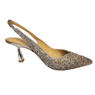 Betsey Johnson Womens Betsey Johnson Mya Pump Silver Rhinestone Pointed Toe Spool Heel GAL726
