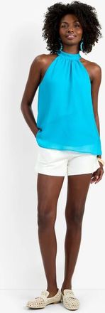 Trina Turk Kissimmee Georgette Top in Coastal Cyan at Nordstrom, Size X-Small