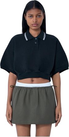 Alexander Wang Cropped Polo Shirt - female - Alexander Wang - Polo Shirts - Black - XS - Tops