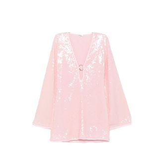 Os&eacute;ree Sequins O Gem Bell-sleeve Mini Dress