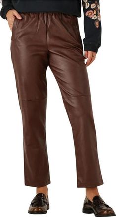 Louizon Makana Leren Broek - Dames - Straight fit broeken - Bruin - L - Leer - Broeken