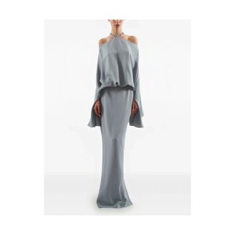 Taller Marmo Kleedjes, Dames, Blauw, S, Cyclades Crystal Maxi Dress
