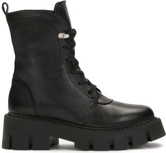 Kazar Leren laarzen met rits en veters - Dames - Veterlaarzen - Zwart - 37 EU - Leer - Schoenen